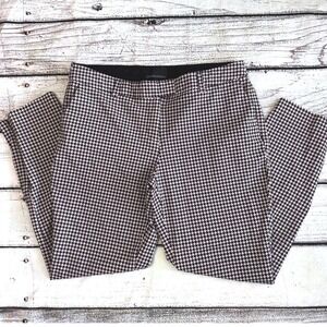 Cynthia Rowley Black White Houndstooth Ankle Pants Slim Fit Zipper Hem Womens 10